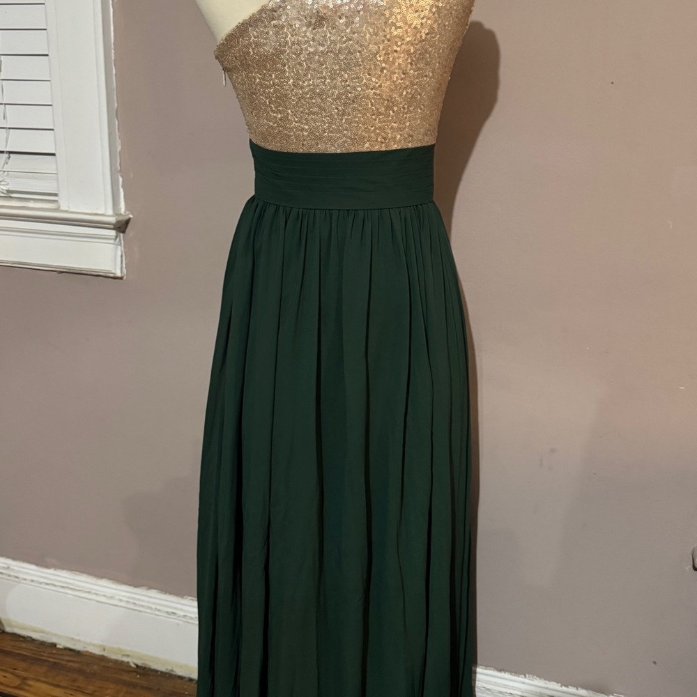 JJs House One Shoulder Gold and Green Dress